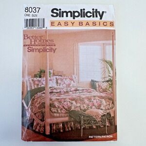 Simplicity 8037 Uncut Sewing Pattern Bedroom Decor Bedcover Comforter & Pillows